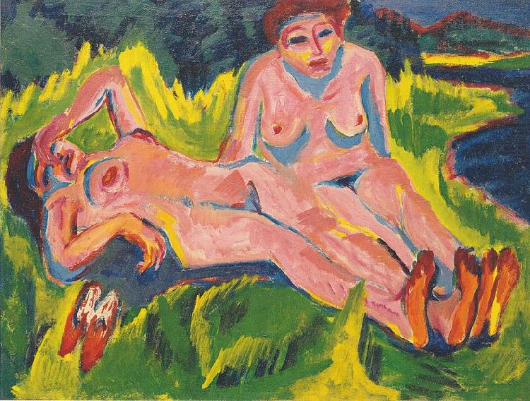 Zwei rosa Akte am See, Ernst Ludwig Kirchner